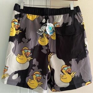 Neff Gray Swim Trunks with Yellow Duck Print
